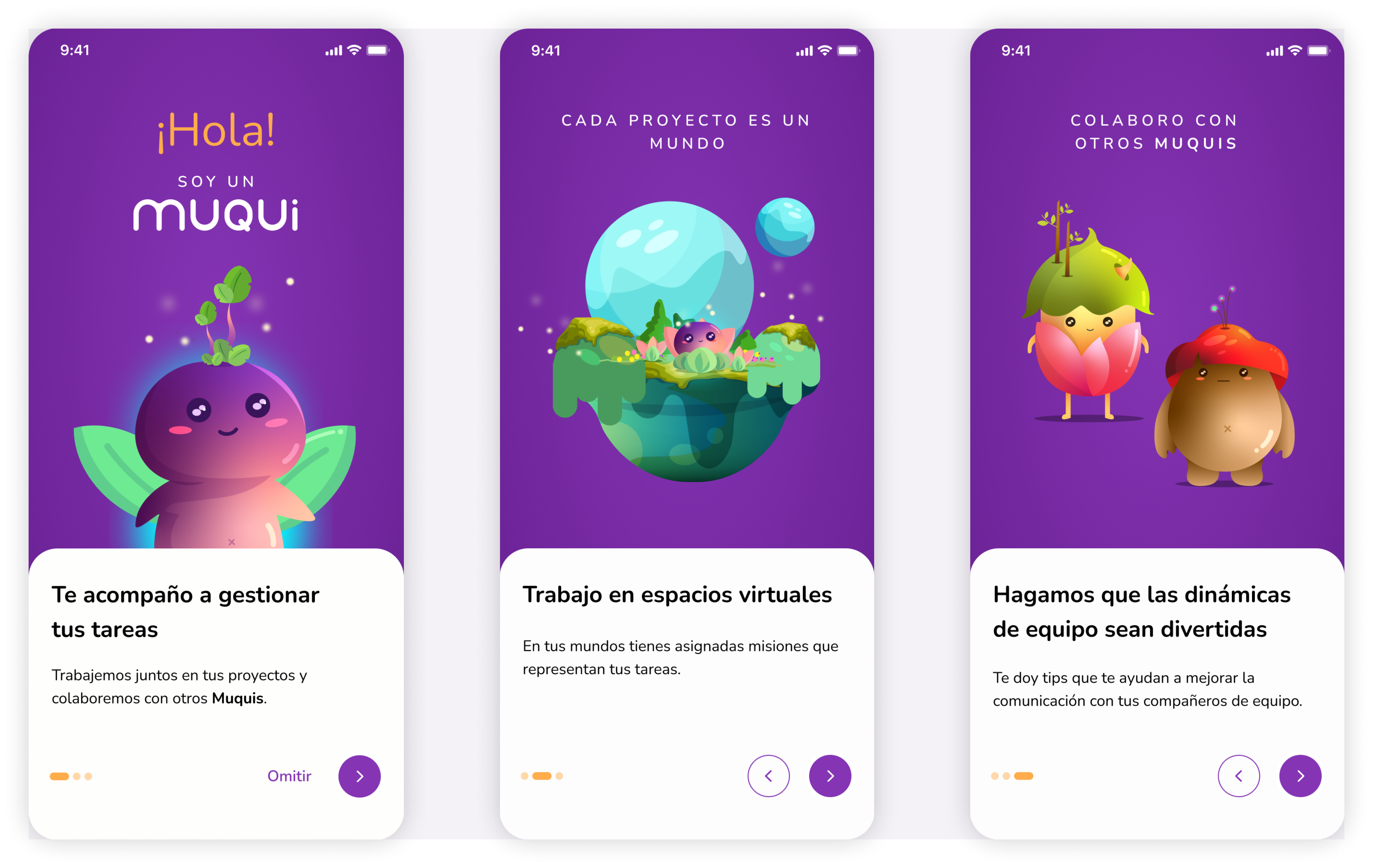 Muqui Onboarding Screens